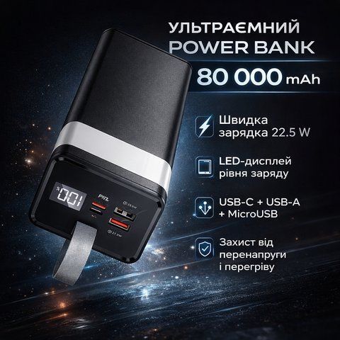 Power Bank Awei J86 80000 mAh &ndash; потужний портативний зовнішній акумулятор з швидкою зарядкою NJ86 фото