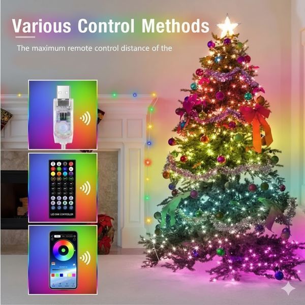 Вуличні вогні 10 м Smart Bluetooth App Control &mdash; світлодіодна LED гірлянда 100 LED, RGB, USB, IP65, музична LRT10M фото