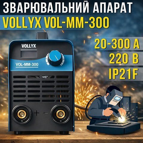 Інверторний зварювальний апарат&nbsp;з цифровим дисплеєм Vollyx VOL-MM-300 220 V MM300 фото