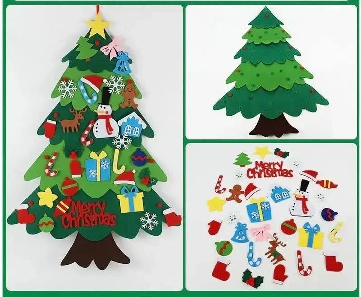 Дитяча Різдвяна ялинка з фетру Без іграшок Chrismas Free ялинка на стіну 95x70 см FETR260 фото