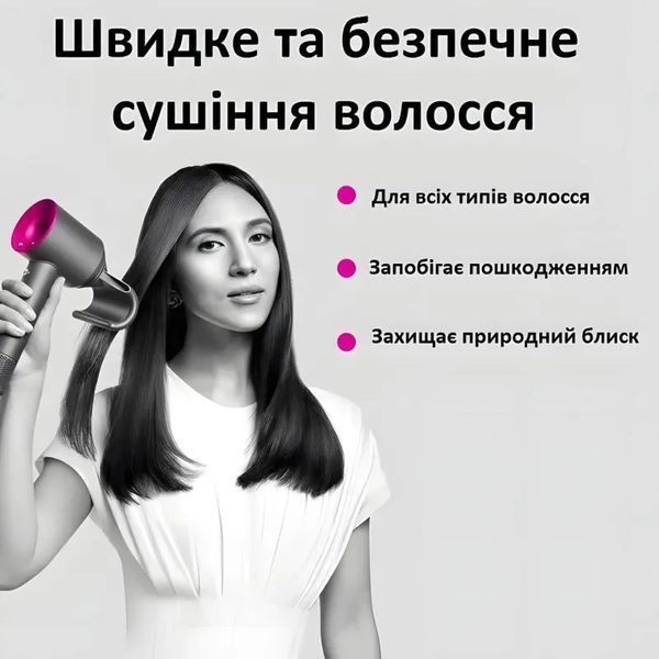 Фен для волосся Super Hair Dryer, 1600 Вт, з турборежимом та іонізацією SHD160 фото