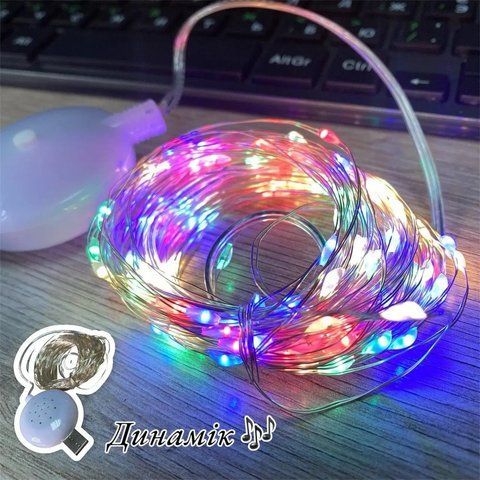 Гірлянда дріт музичний прозорий дріт USB RGB різнобарвний SF-4 NNSF4 фото