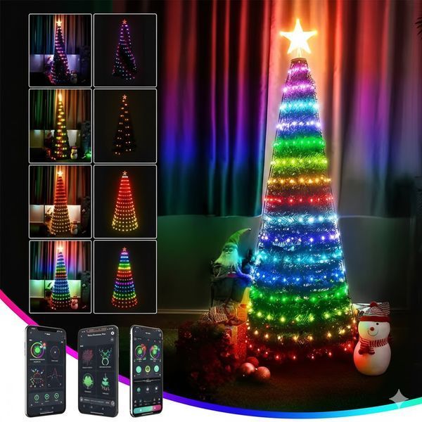 Світлодіодна RGB 10м гірлянда на ялинку або новорічного декору в будинку або на вулицю водонепроникна IP65 з керуванням SMART IP6510 фото