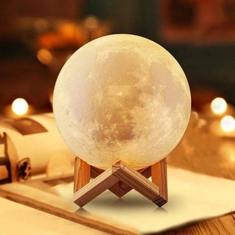 УЦІНКА! Світильник-нічник 3D шар Місяць Moon Lamp на дерев'яній підставці 15 см (Плохе паковання 2792) ML2792 фото